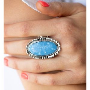 Blue and sliver stretch ring